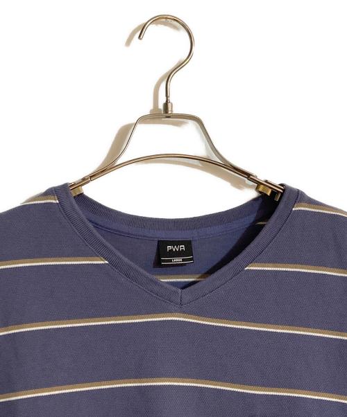 PWA（プア）PWA (プア) SHAVED KANOKO BD V-NECKシェーブドカノコボーダーブイネック ネイビー サイズ:Lの古着・服飾アイテム