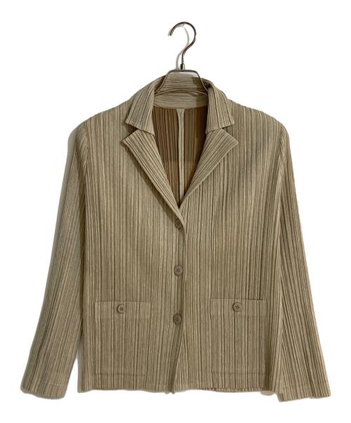 PLEATS PLEASE（プリーツプリーズ）PLEATS PLEASE (プリーツプリーズ) プリーツ加工ジャケット ベージュ サイズ:3の古着・服飾アイテム