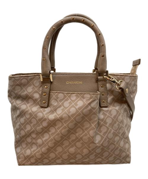 GHERARDINI（ゲラルディーニ）GHERARDINI (ゲラルディーニ) スタッズハンドルソフト2wayハンドバッグ ベージュの古着・服飾アイテム
