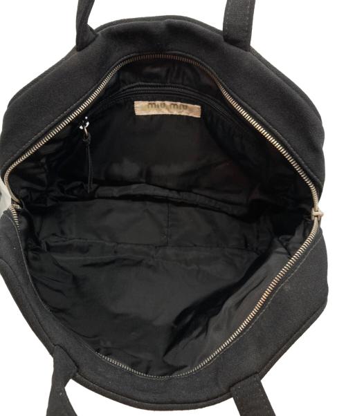 MIU MIU（ミュウミュウ）MIU MIU (ミュウミュウ) キャンバスハンドバッグ ブラックの古着・服飾アイテム