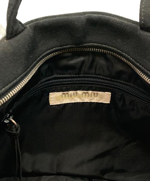 MIU MIU（ミュウミュウ）MIU MIU (ミュウミュウ) キャンバスハンドバッグ ブラックの古着・服飾アイテム