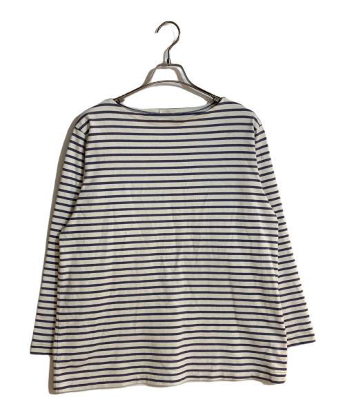 COMOLI（コモリ）COMOLI (コモリ) ボーダー バスクシャツ ホワイト×パープル サイズ:不明の古着・服飾アイテム