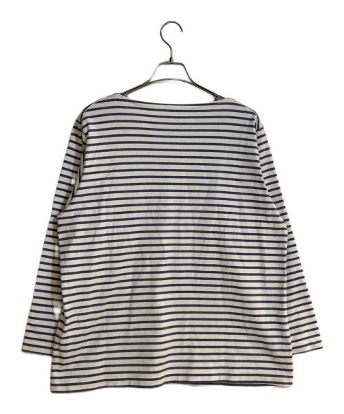 COMOLI（コモリ）COMOLI (コモリ) ボーダー バスクシャツ ホワイト×パープル サイズ:不明の古着・服飾アイテム