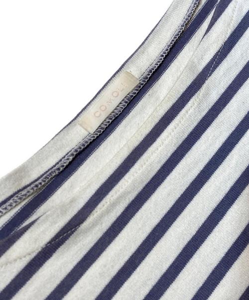 COMOLI（コモリ）COMOLI (コモリ) ボーダー バスクシャツ ホワイト×パープル サイズ:不明の古着・服飾アイテム