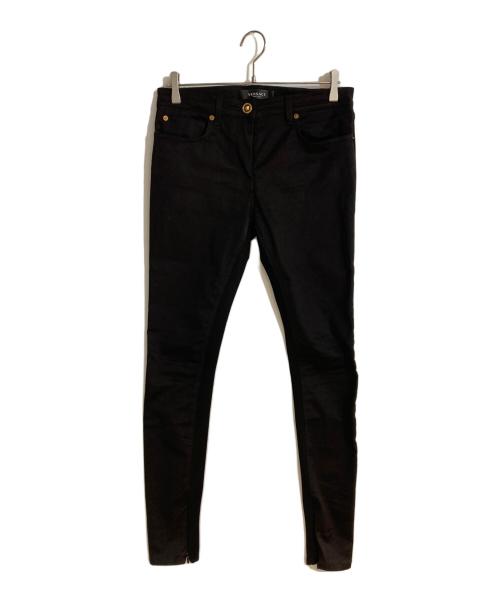 VERSACE（ヴェルサーチェ）VERSACE (ヴェルサーチェ) サイドジップ切替メデューサボタンスキニーパンツ ブラック サイズ:W28の古着・服飾アイテム