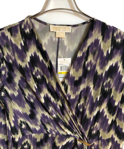 MICHAEL KORS（マイケル・コース）MICHAEL KORS (マイケル・コース) 総柄カシュクールワンピース パープル サイズ:M 未使用品の古着・服飾アイテム