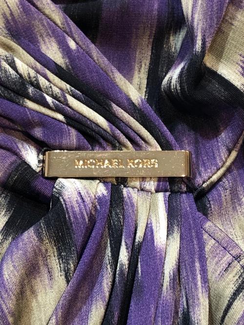 MICHAEL KORS（マイケル・コース）MICHAEL KORS (マイケル・コース) 総柄カシュクールワンピース パープル サイズ:M 未使用品の古着・服飾アイテム