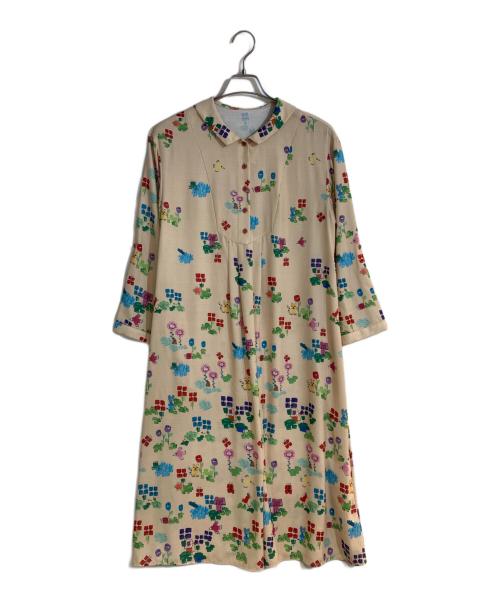 Jocomomola（ホコモモラ）Jocomomola (ホコモモラ) Verde pera プリントシャツワンピース アイボリー サイズ:Lの古着・服飾アイテム