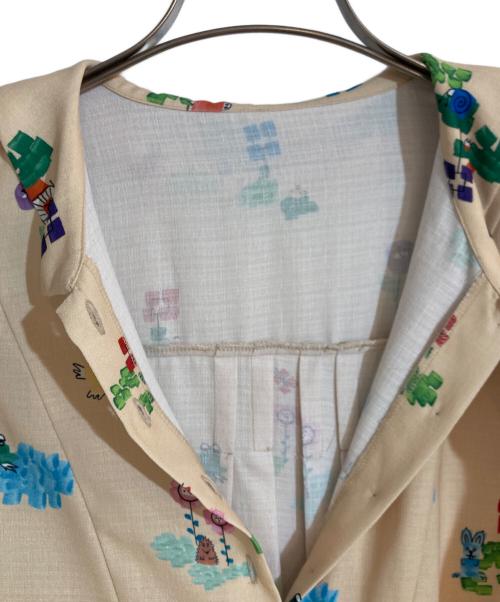 Jocomomola（ホコモモラ）Jocomomola (ホコモモラ) Verde pera プリントシャツワンピース アイボリー サイズ:Lの古着・服飾アイテム