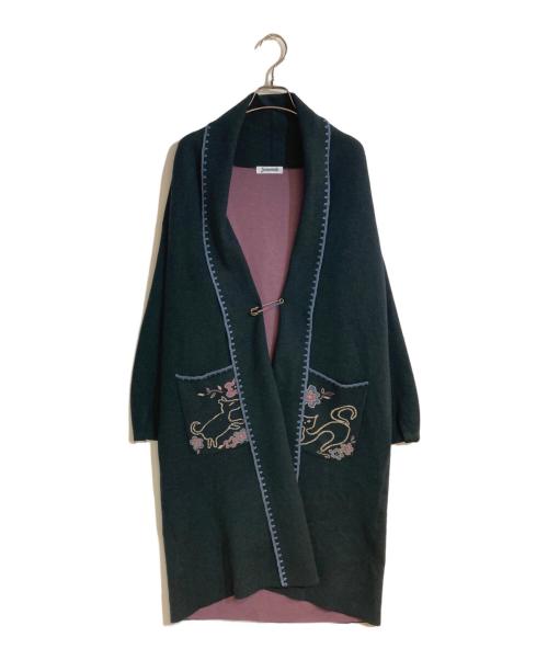 Jocomomola（ホコモモラ）Jocomomola (ホコモモラ) Wフェイスニット ガウンカーディガン パープル サイズ:不明の古着・服飾アイテム