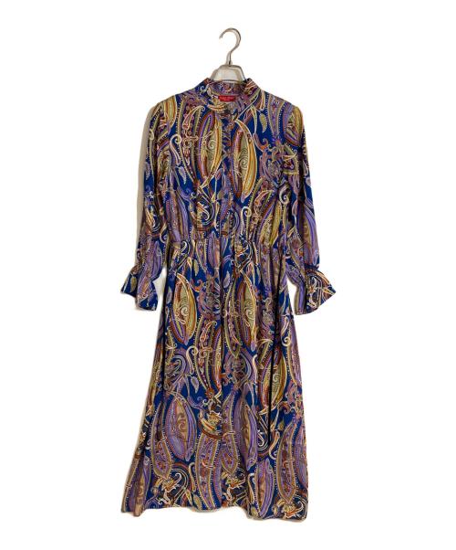 CORSO ROSSO（コルソロッソ）CORSO ROSSO (コルソロッソ) バンドカラーペイズリーワンピース ブルー サイズ:5の古着・服飾アイテム