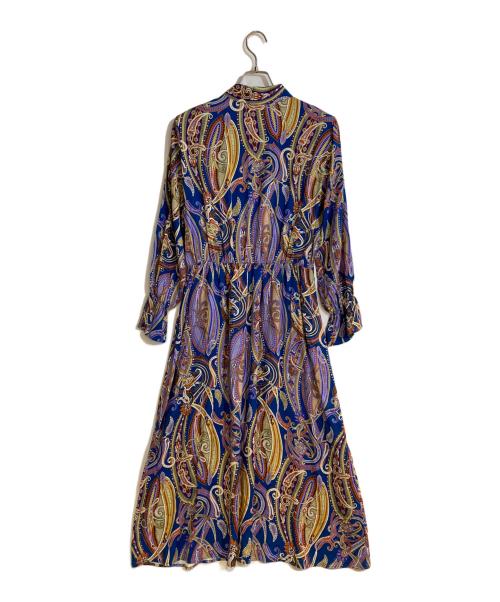 CORSO ROSSO（コルソロッソ）CORSO ROSSO (コルソロッソ) バンドカラーペイズリーワンピース ブルー サイズ:5の古着・服飾アイテム