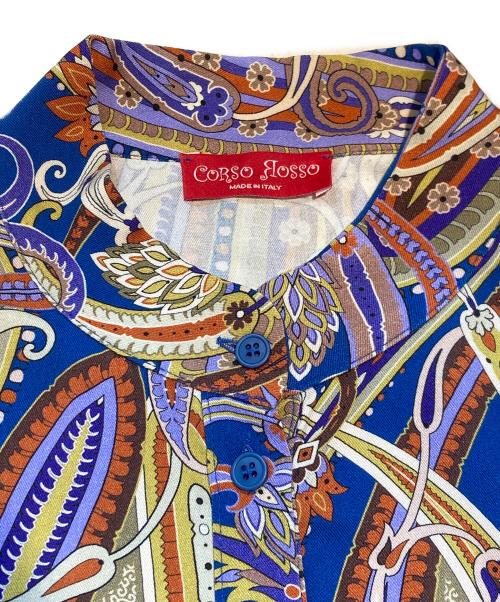 CORSO ROSSO（コルソロッソ）CORSO ROSSO (コルソロッソ) バンドカラーペイズリーワンピース ブルー サイズ:5の古着・服飾アイテム