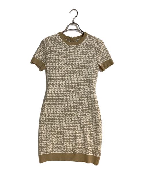 MICHAEL KORS（マイケル・コース）MICHAEL KORS (マイケルコース) モノグラムジャガードニットワンピース ベージュ サイズ:Sの古着・服飾アイテム