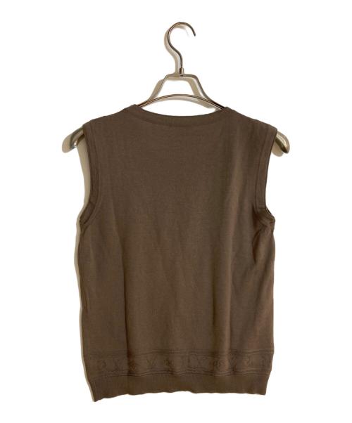 LOUIS VUITTON（ルイ ヴィトン）LOUIS VUITTON (ルイ ヴィトン) ロゴジャガードノースリーブニット ブラウン サイズ:Mの古着・服飾アイテム