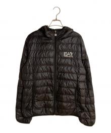 EA7（イーエーセブン）の古着「フーデットライトダウンジャケット」｜ブラック