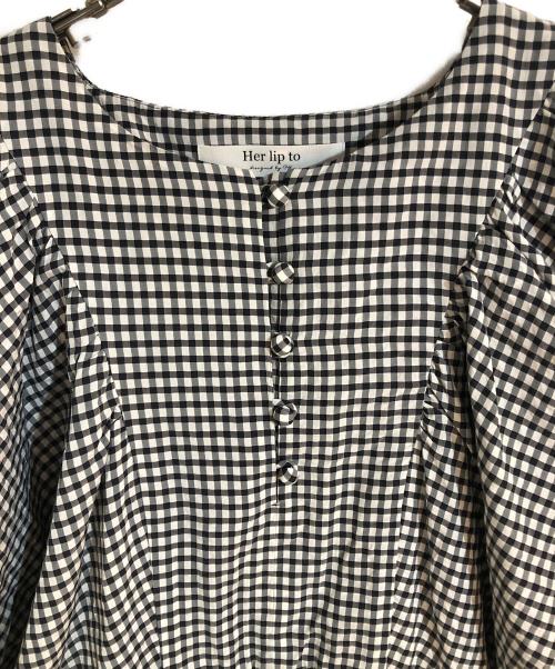HER LIP TO（ハーリップトゥ）Her lip to (ハーリップトゥ) Portofino Belted Check Dres グレー サイズ:Sの古着・服飾アイテム