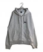 stussyステューシー）の古着「BASIC STUSSY ZIP HOODIE/ベーシック　ステューシー　ジップ　フーディー」｜グレー