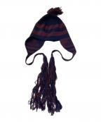 Vivienne Westwoodヴィヴィアンウエストウッド）の古着「23AWオーブフリンジボーダービーニー」｜ボルドー×ネイビー