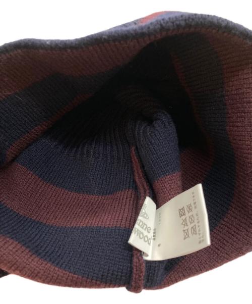 Vivienne Westwood（ヴィヴィアンウエストウッド）Vivienne Westwood (ヴィヴィアンウエストウッド) 23AWオーブフリンジボーダービーニー ボルドー×ネイビーの古着・服飾アイテム