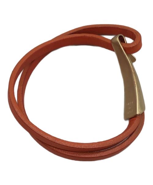 BOTTEGA VENETA（ボッテガベネタ）BOTTEGA VENETA (ボッテガベネタ) レザーブレスレット オレンジの古着・服飾アイテム