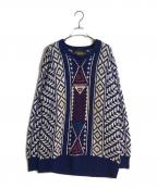 CHAPS RALPH LAURENチャップス ラルフローレン）の古着「HAND KNIT リネンケーブルニットセーター」｜パープル