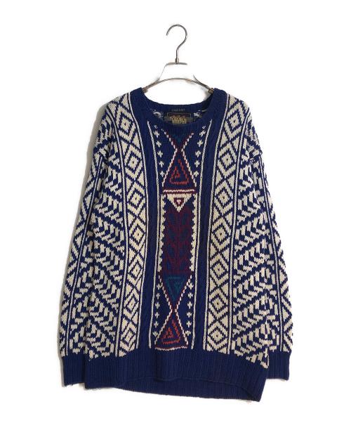 CHAPS RALPH LAUREN（チャップス ラルフローレン）CHAPS RALPH LAUREN (チャップス ラルフローレン) HAND KNIT リネンケーブルニットセーター パープル サイズ:Mの古着・服飾アイテム