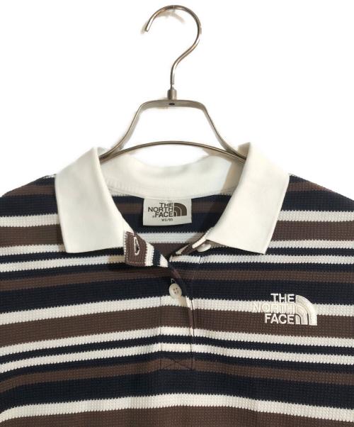 THE NORTH FACE WHITE LABEL（ザノースフェイスホワイトレーベル）THE NORTH FACE WHITE LABEL (ザノースフェイスホワイトレーベル) ストライプポロシャツ ブラウン サイズ:Sの古着・服飾アイテム