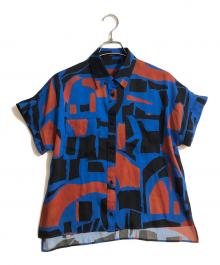 allureville（アルアバイル）の古着「ブロックキカプリントクロップドシャツ」｜ブルー