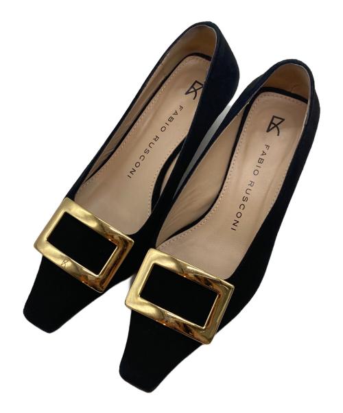 FABIO RUSCONI（ファビオルスコーニ）FABIO RUSCONI (ファビオルスコーニ) スクエアトウメタルバックルパンプス ブラック サイズ:SIZE 36の古着・服飾アイテム