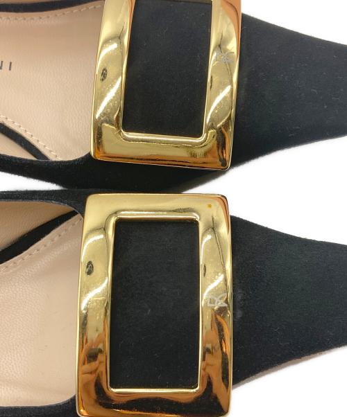 FABIO RUSCONI（ファビオルスコーニ）FABIO RUSCONI (ファビオルスコーニ) スクエアトウメタルバックルパンプス ブラック サイズ:SIZE 36の古着・服飾アイテム