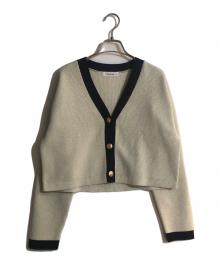 Mystrada（マイストラーダ）の古着「ワッペン付きラメニットカーデ」｜ベージュ