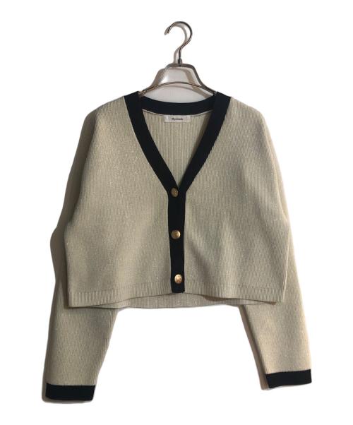 Mystrada（マイストラーダ）Mystrada (マイストラーダ) ワッペン付きラメニットカーデ ベージュ サイズ:Mの古着・服飾アイテム
