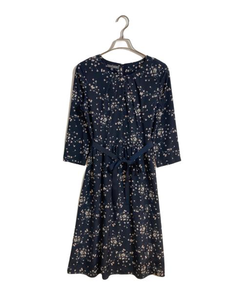 LAURA ASHLEY（ローラ アシュレイ）LAURA ASHLEY (ローラ アシュレイ) 花柄ワンピース ネイビー サイズ:13号-の古着・服飾アイテム