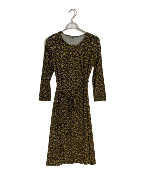 LAURA ASHLEY（ローラ アシュレイ）LAURA ASHLEY (ローラ アシュレイ) ランナム柄 ワンピース イエロー×ブラック サイズ:40の古着・服飾アイテム