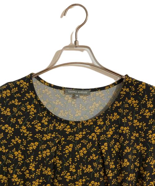 LAURA ASHLEY（ローラ アシュレイ）LAURA ASHLEY (ローラ アシュレイ) ランナム柄 ワンピース イエロー×ブラック サイズ:40の古着・服飾アイテム