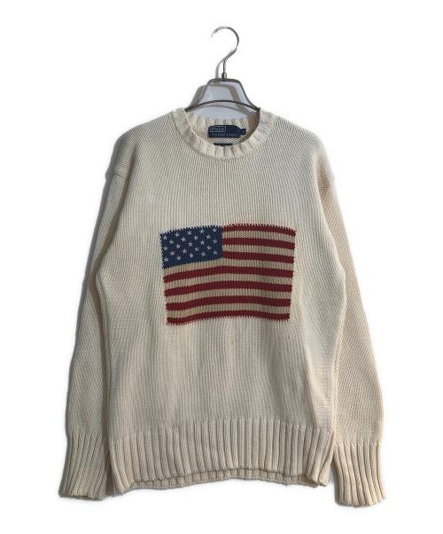 POLO RALPH LAUREN（ポロ・ラルフローレン）POLO RALPH LAUREN (ポロ・ラルフローレン) 星条旗コットンニット アイボリー サイズ:Mの古着・服飾アイテム