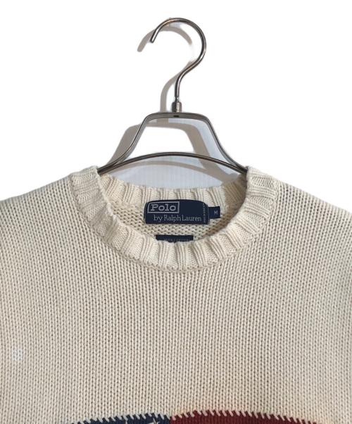 POLO RALPH LAUREN（ポロ・ラルフローレン）POLO RALPH LAUREN (ポロ・ラルフローレン) 星条旗コットンニット アイボリー サイズ:Mの古着・服飾アイテム