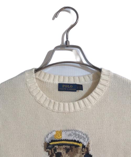 POLO RALPH LAUREN（ポロ・ラルフローレン）POLO RALPH LAUREN (ポロ・ラルフローレン) ポロベアRL刺繍コットンニット アイボリー サイズ:Sの古着・服飾アイテム