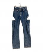JOHN LAWRENCE SULLIVANジョン ローレンス サリバン）の古着「WASHED DENIM HOLLOWED OUT PANTS（ウォッシュドデニムホロードアウトパンツ」｜インディゴ