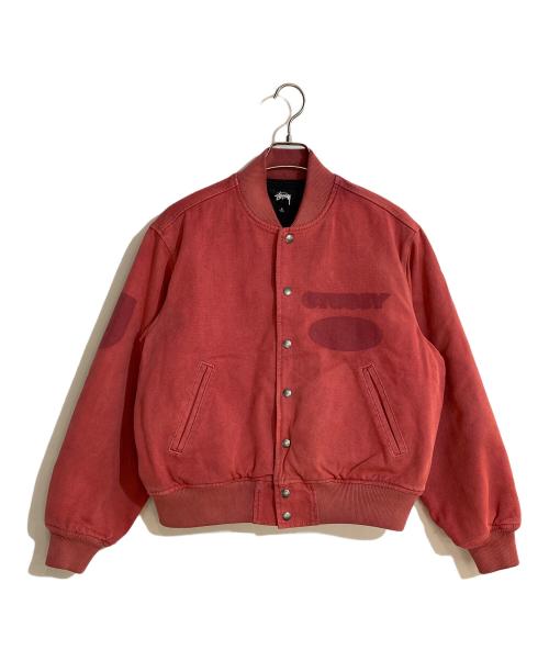 stussy（ステューシー）stussy (ステューシー) Ghost Logo Canvas Varsity/ゴーストロゴ キャンバス バーシティ レッド サイズ:Sの古着・服飾アイテム
