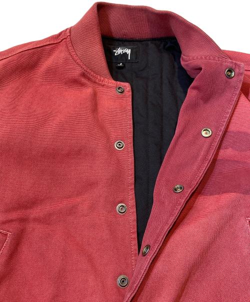 stussy（ステューシー）stussy (ステューシー) Ghost Logo Canvas Varsity/ゴーストロゴ キャンバス バーシティ レッド サイズ:Sの古着・服飾アイテム