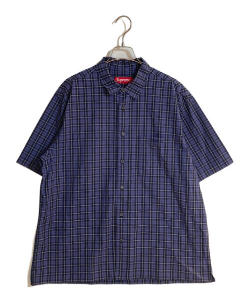 SUPREME（シュプリーム）Supreme (シュプリーム) supreme loose fit mini plaid s/s shirt／ルーズフィット ミニ プレイド パープル サイズ:Ｌの古着・服飾アイテム