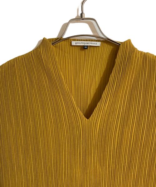 ADOLFO DOMINGUEZ（アドルフォ ドミンゲス）ADOLFO DOMINGUEZ (アドルフォ ドミンゲス) プリーツノースリーブワンピース イエロー サイズ:XSの古着・服飾アイテム