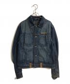 EMPORIO ARMANIエンポリオアルマーニ）の古着「ダメージ加工ロゴボタンデニムジャケット」｜インディゴ