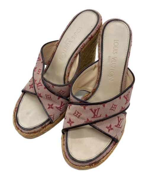 LOUIS VUITTON（ルイ ヴィトン）LOUIS VUITTON (ルイ ヴィトン) モノグラムデニムヒールサンダル ベージュ サイズ:36の古着・服飾アイテム