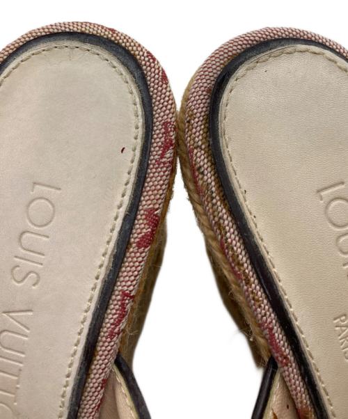 LOUIS VUITTON（ルイ ヴィトン）LOUIS VUITTON (ルイ ヴィトン) モノグラムデニムヒールサンダル ベージュ サイズ:36の古着・服飾アイテム