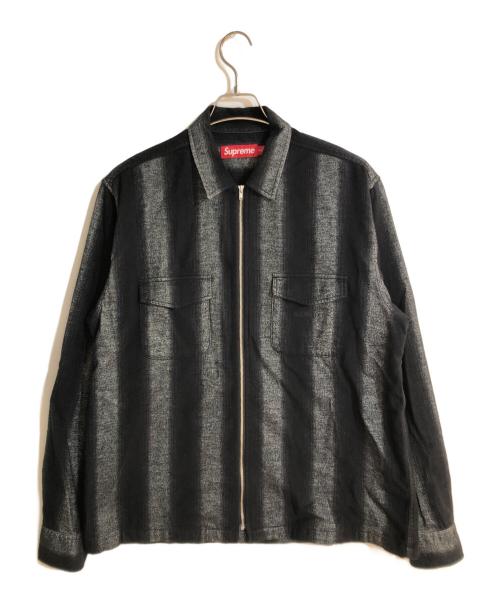SUPREME（シュプリーム）Supreme (シュプリーム) Stripe Flannel Zip Up Shirtフランネル ジップ アップ 長袖シャツ  グレー サイズ:Mの古着・服飾アイテム