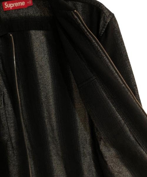 SUPREME（シュプリーム）Supreme (シュプリーム) Stripe Flannel Zip Up Shirtフランネル ジップ アップ 長袖シャツ  グレー サイズ:Mの古着・服飾アイテム