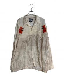 Gakkin×BUDSPOOL（ガッキン×バッズプール）の古着「渦軍鶏 L/S HAWAIIAN SHIRT/ハワイアンシャツ」｜ベージュ